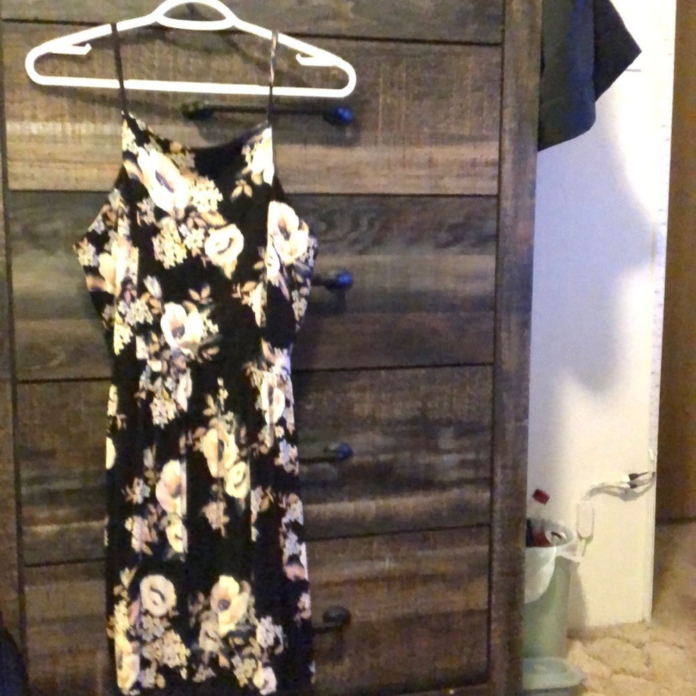 Black floral spaghetti strap dress